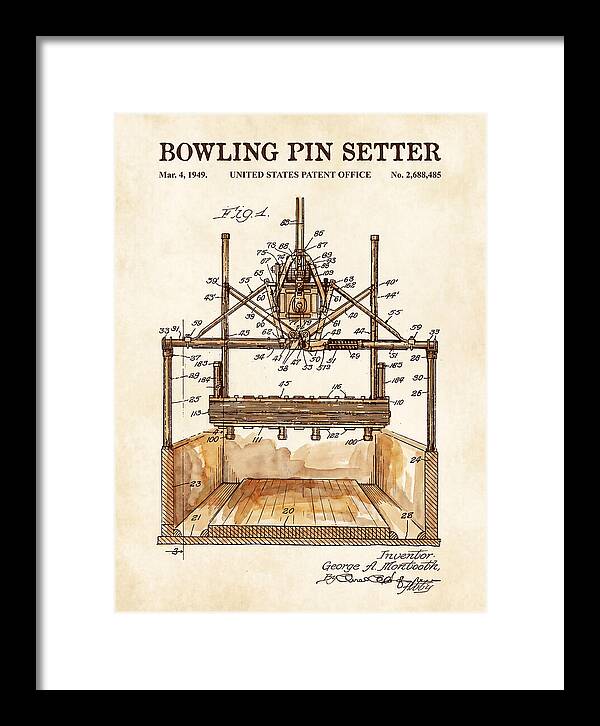 Bowling Pin Setter Watercolor Patent Us2688485a