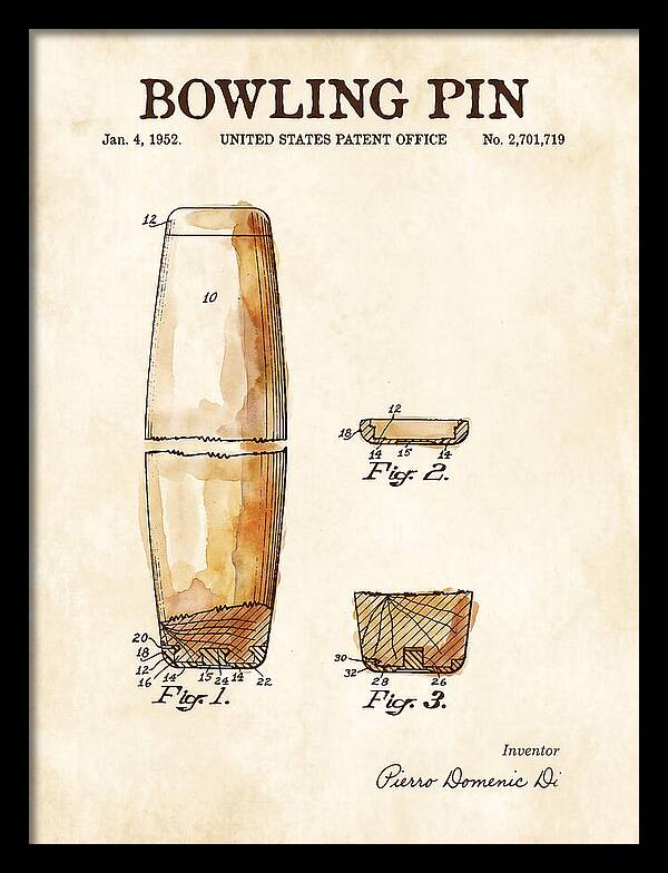 Bowling Pin Watercolor Patent Us2701719a