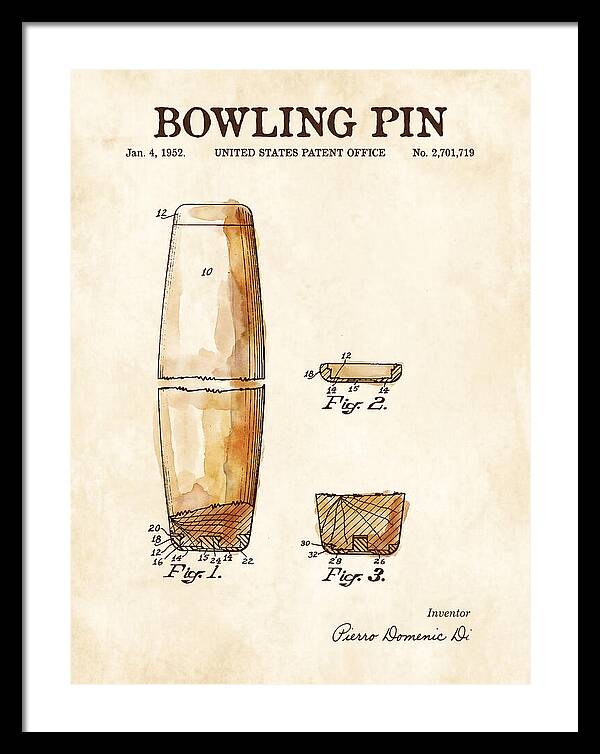Bowling Pin Watercolor Patent Us2701719a