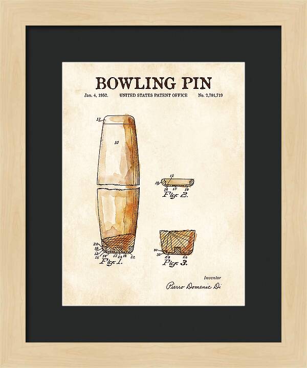 Bowling Pin Watercolor Patent Us2701719a