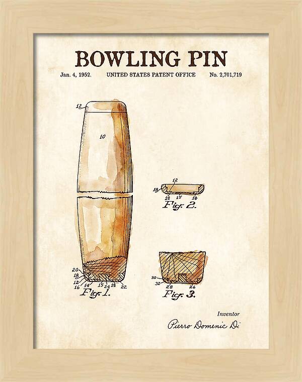 Bowling Pin Watercolor Patent Us2701719a