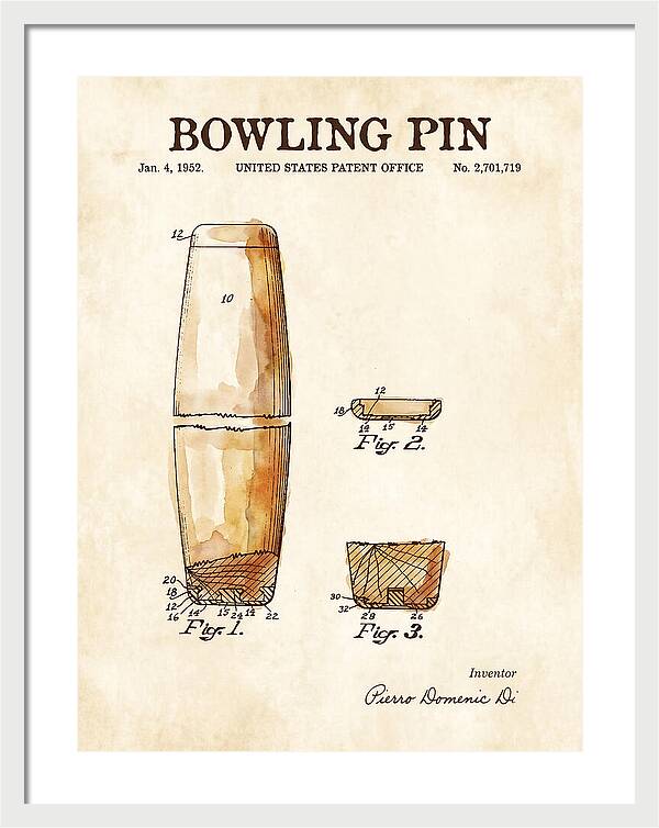 Bowling Pin Watercolor Patent Us2701719a