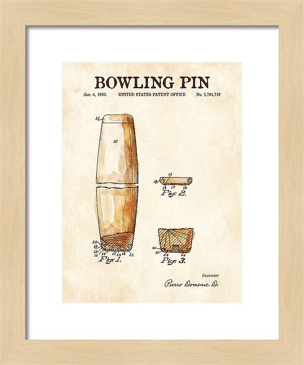 Bowling Pin Watercolor Patent Us2701719a