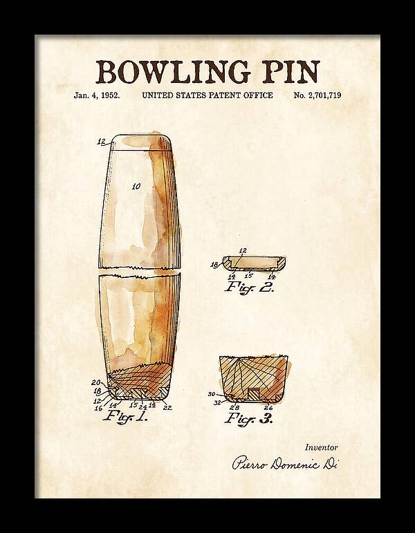 Bowling Pin Watercolor Patent Us2701719a