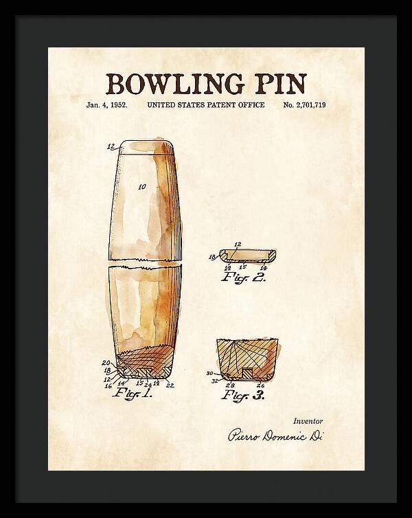 Bowling Pin Watercolor Patent Us2701719a