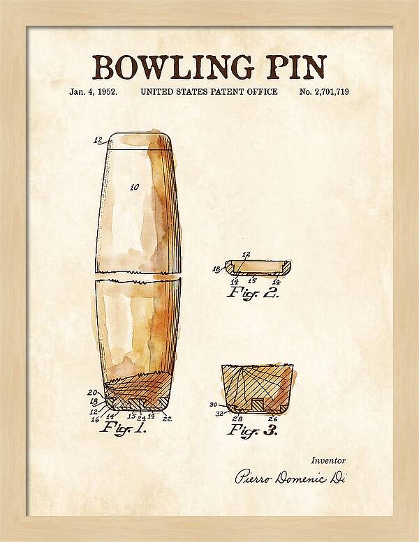 Bowling Pin Watercolor Patent Us2701719a