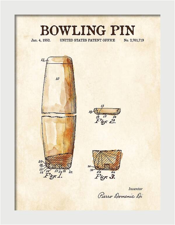 Bowling Pin Watercolor Patent Us2701719a