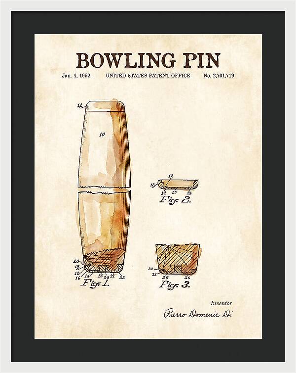 Bowling Pin Watercolor Patent Us2701719a