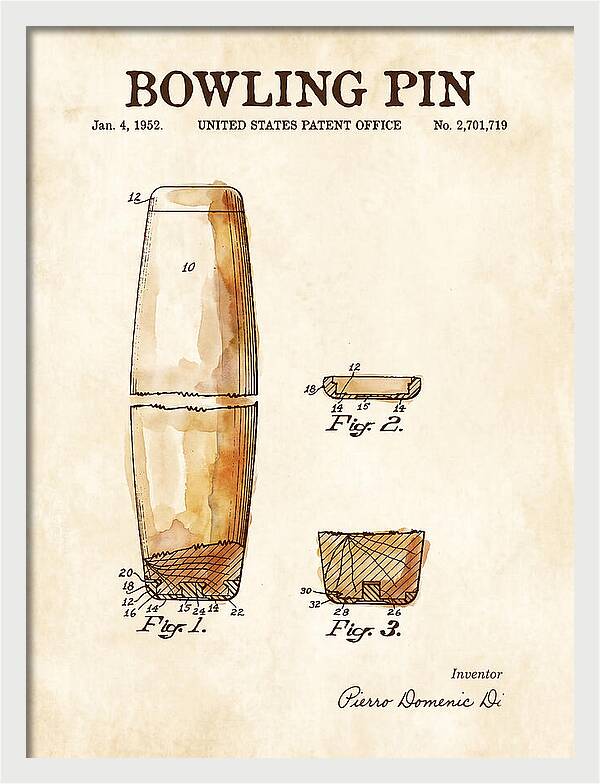 Bowling Pin Watercolor Patent Us2701719a