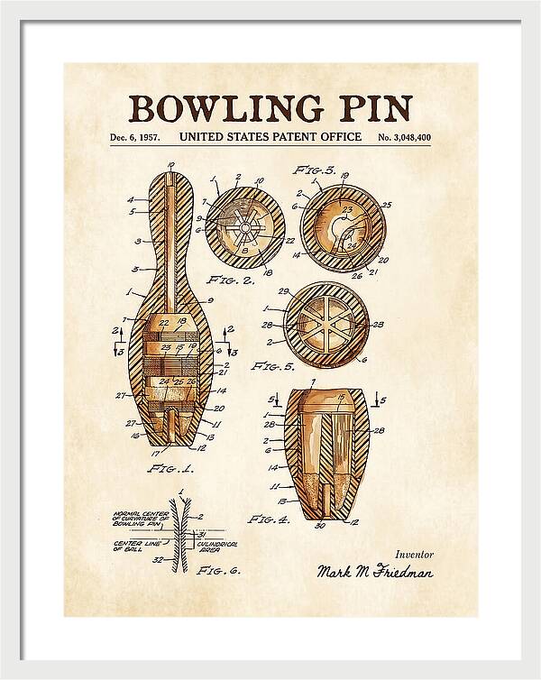 Bowling Pin Watercolor Patent Us3048400a