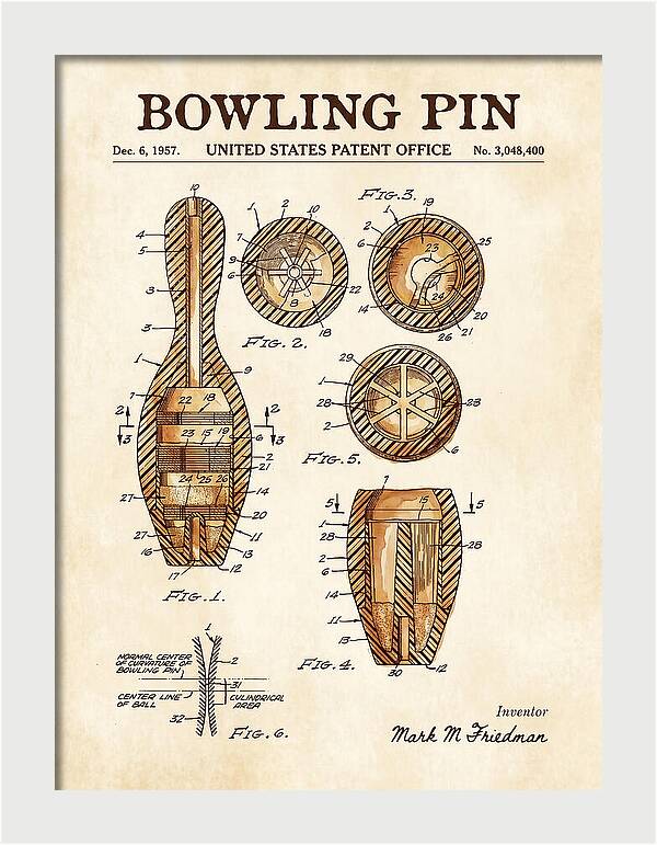 Bowling Pin Watercolor Patent Us3048400a