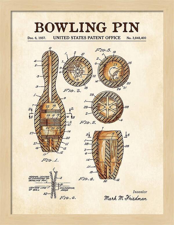 Bowling Pin Watercolor Patent Us3048400a