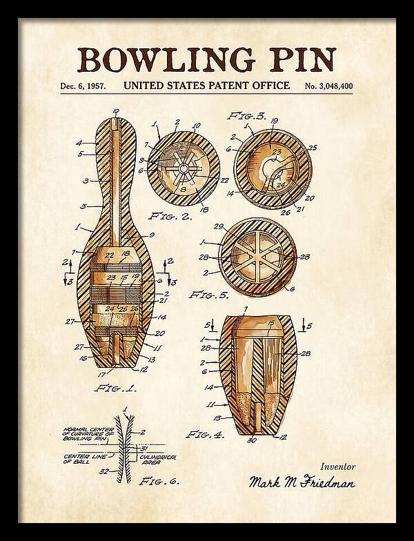 Bowling Pin Watercolor Patent Us3048400a