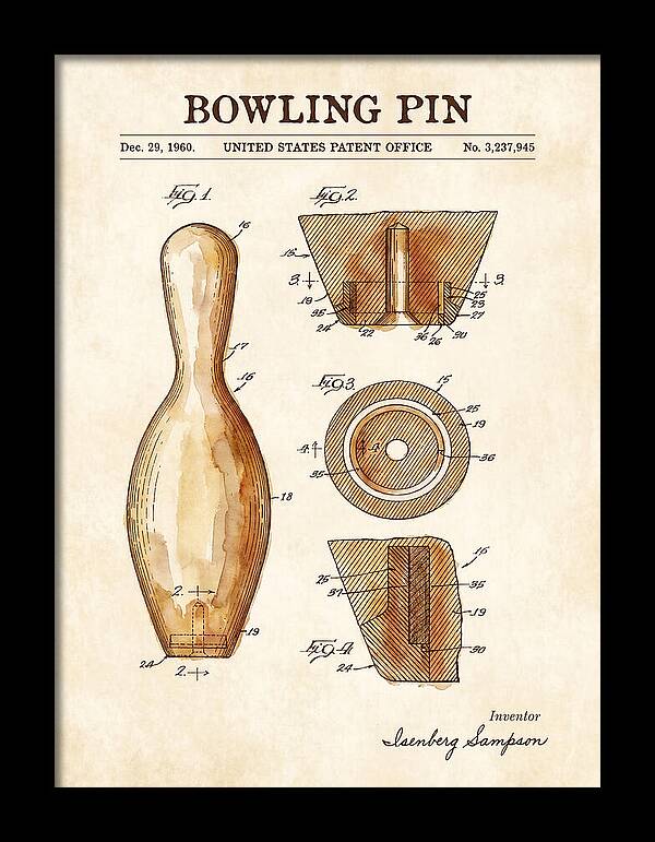 Bowling Pin Watercolor Patent Us3237945a