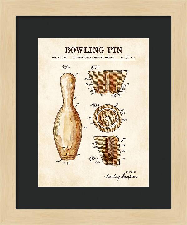 Bowling Pin Watercolor Patent Us3237945a