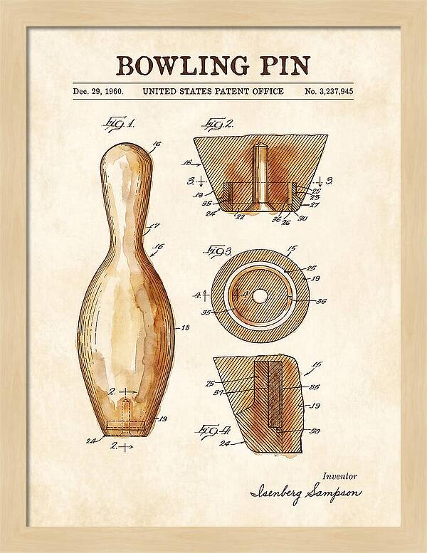 Bowling Pin Watercolor Patent Us3237945a