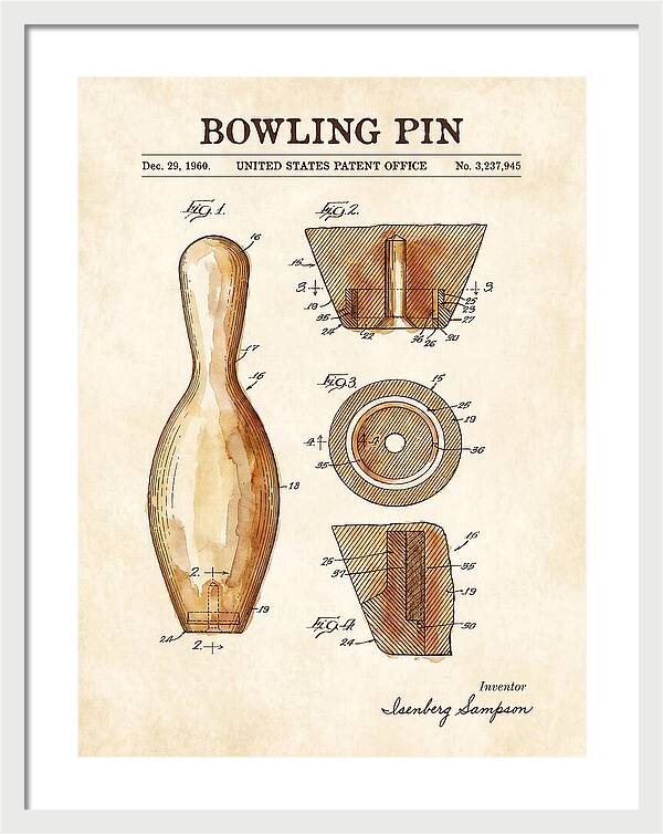 Bowling Pin Watercolor Patent Us3237945a