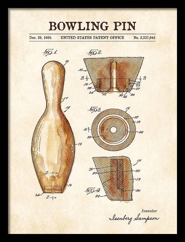 Bowling Pin Watercolor Patent Us3237945a