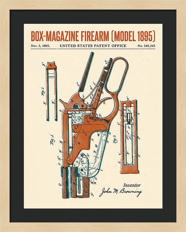 Box Magazine Firearm Winchester Model 1895 Retro Patent Us549345
