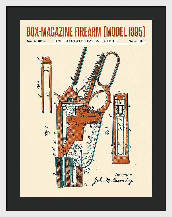 Box Magazine Firearm Winchester Model 1895 Retro Patent Us549345