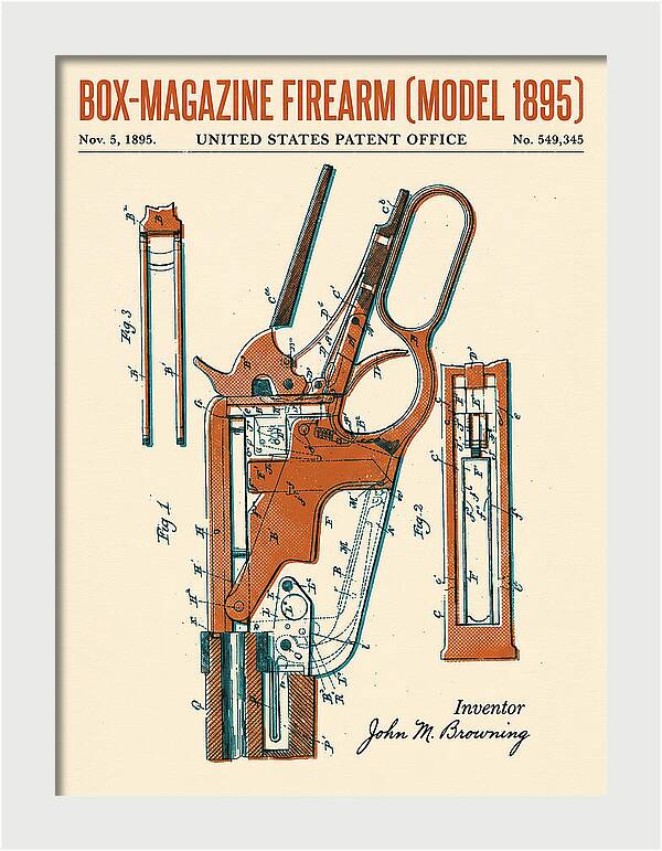Box Magazine Firearm Winchester Model 1895 Retro Patent Us549345
