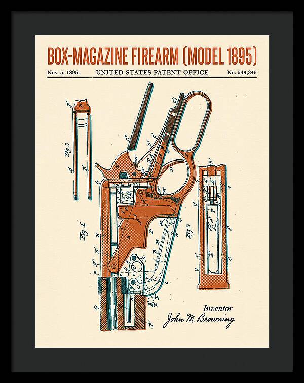 Box Magazine Firearm Winchester Model 1895 Retro Patent Us549345