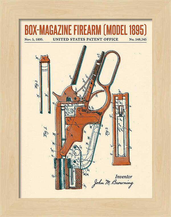 Box Magazine Firearm Winchester Model 1895 Retro Patent Us549345