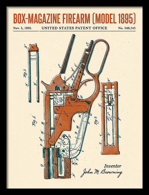 Box Magazine Firearm Winchester Model 1895 Retro Patent Us549345