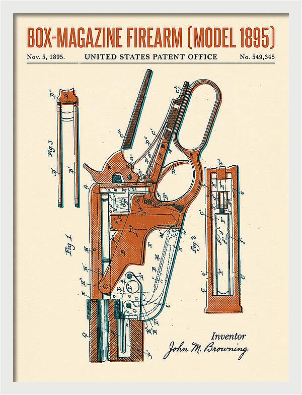 Box Magazine Firearm Winchester Model 1895 Retro Patent Us549345