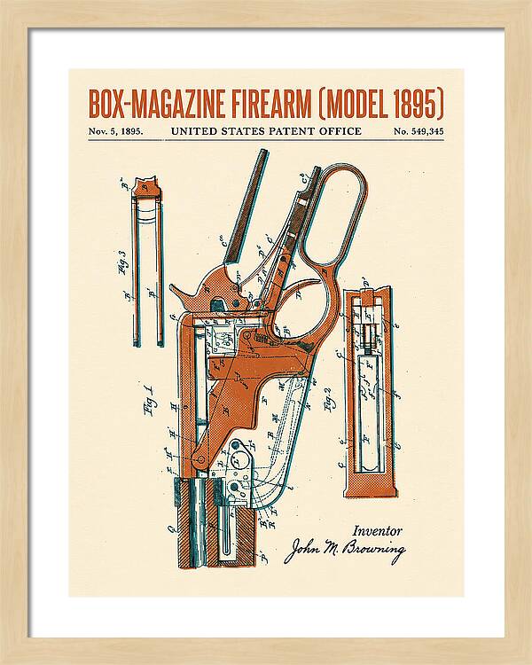 Box Magazine Firearm Winchester Model 1895 Retro Patent Us549345