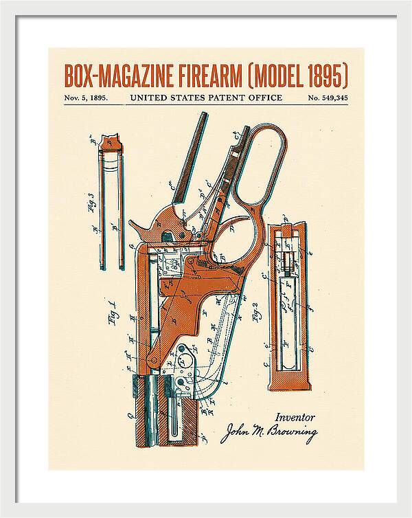 Box Magazine Firearm Winchester Model 1895 Retro Patent Us549345