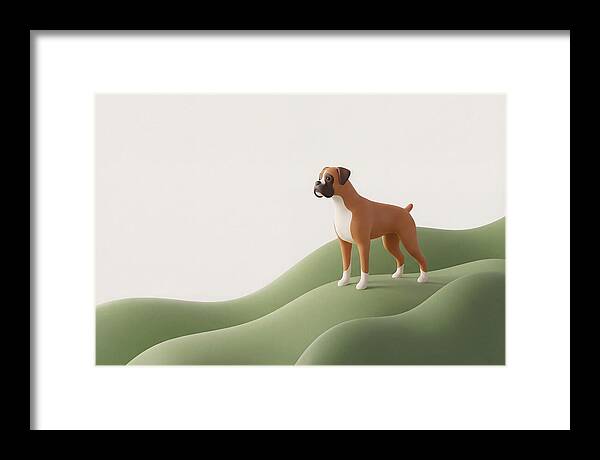 Boxer Dog On Green Hills