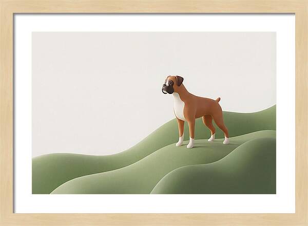 Boxer Dog On Green Hills