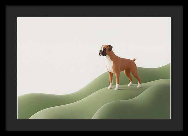 Boxer Dog On Green Hills