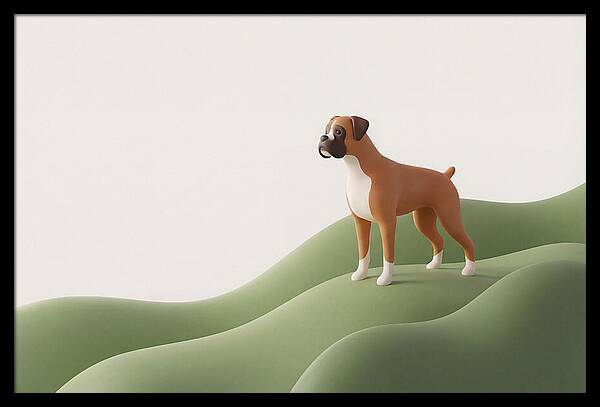 Boxer Dog On Green Hills