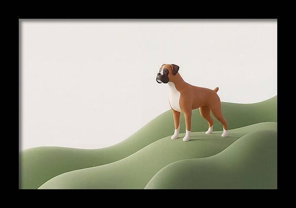 Boxer Dog On Green Hills