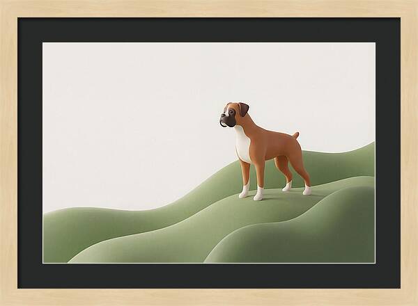 Boxer Dog On Green Hills