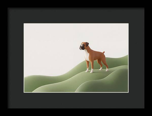 Boxer Dog On Green Hills