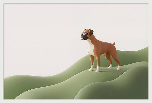 Boxer Dog On Green Hills