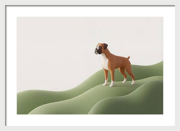 Boxer Dog On Green Hills