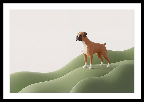 Boxer Dog On Green Hills