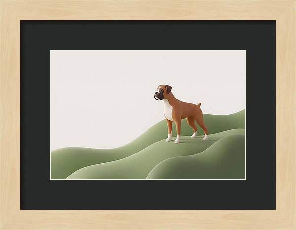 Boxer Dog On Green Hills