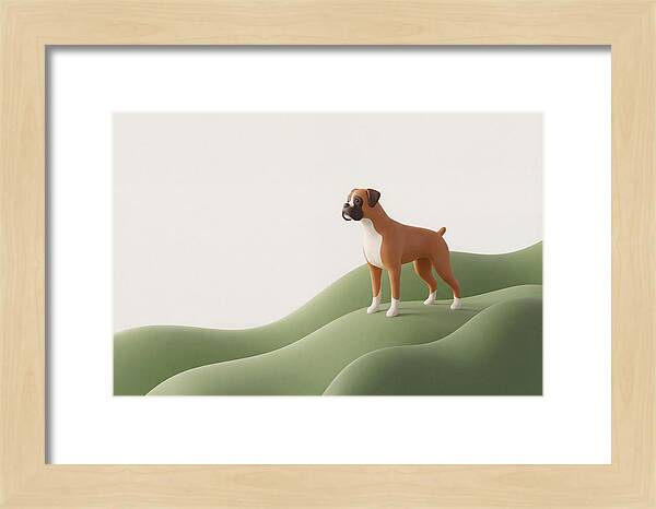 Boxer Dog On Green Hills