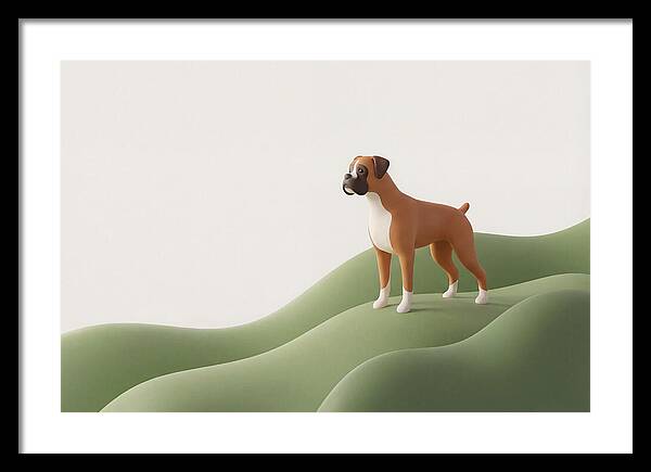 Boxer Dog On Green Hills