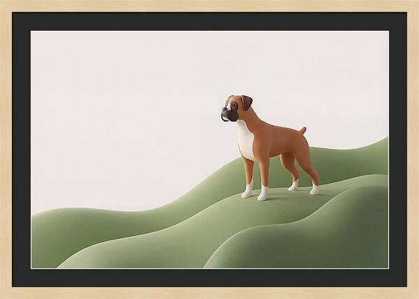 Boxer Dog On Green Hills