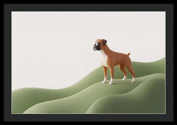 Boxer Dog On Green Hills