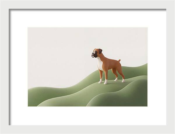 Boxer Dog On Green Hills