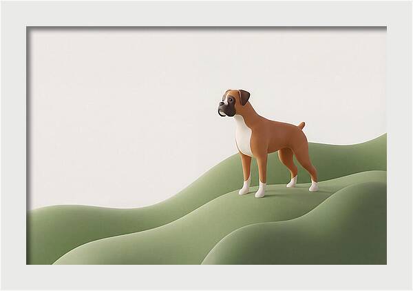 Boxer Dog On Green Hills