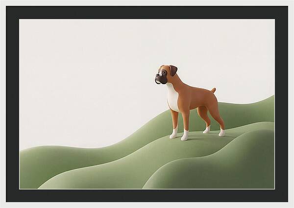 Boxer Dog On Green Hills