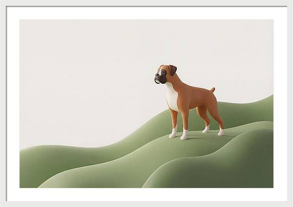 Boxer Dog On Green Hills